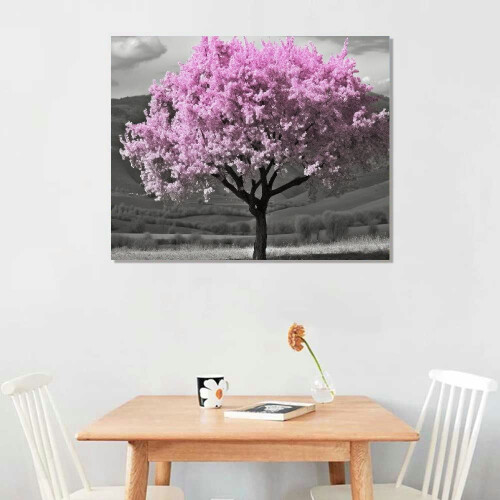 Quadro decorativo em tela com flores de cerejeira rosa, 60x90 cm (24x36 polegadas) 1