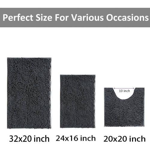 Halkfri badrumsmatta med chenille-PVC-baksida, 3 delar 2