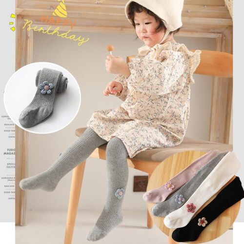 Meia-calça infantil de malha trançada, algodão, sem costura, com laços. 1