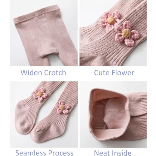 Meia-calça infantil de malha trançada, algodão, sem costura, com laços. 2