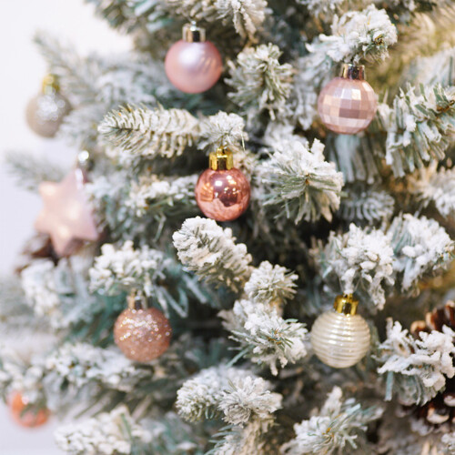 Christmas Ball Ornaments Set Plastic Pink Grey 33 pcs 2