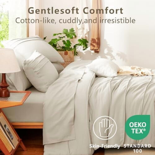 Queen Boho Comforter Set Beige 7-Piece 2
