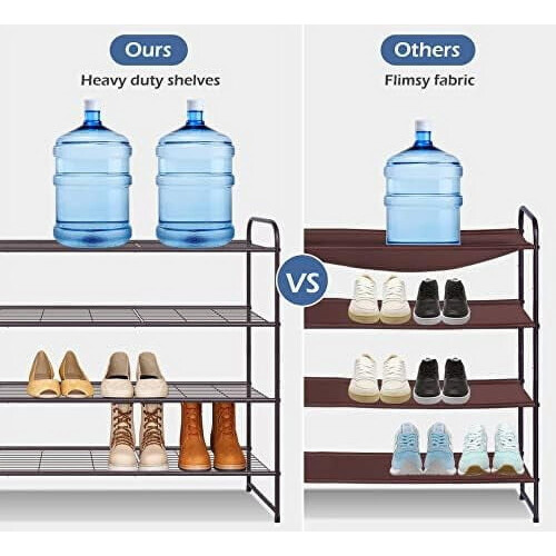 4-Tier Stackable Shoe Rack Metal Bronze 30 Pairs 2
