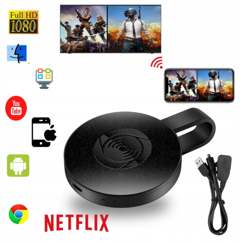 Trådløs WIFI HDMI spejlskærmsadapter sort