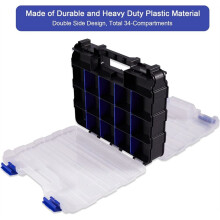 Tools Storage Box Organizer Double Side Hardware Organizers with Removable Plastic Dividers for Screws Nuts Nails Bolts