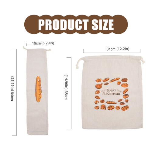 Bolsas de algodón lavables para conservar el pan (4 unidades) 2