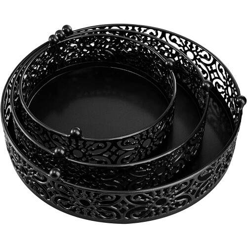 Conjunto de suporte para bolo de metal preto, redondo, 8, 10 e 12 polegadas 1