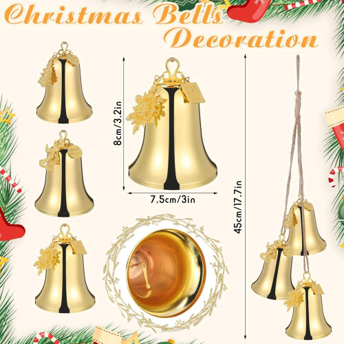 Gold Bell Ornaments Set Metal 3-Piece 1