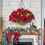 Artificial Christmas Hanging Basket with LED Lights Red 3