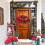 Artificial Christmas hanging basket with LED lights red 5