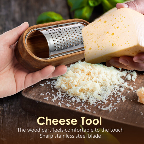 Râpe à fromage en acier inoxydable avec manche en bois (1 pièce) 2