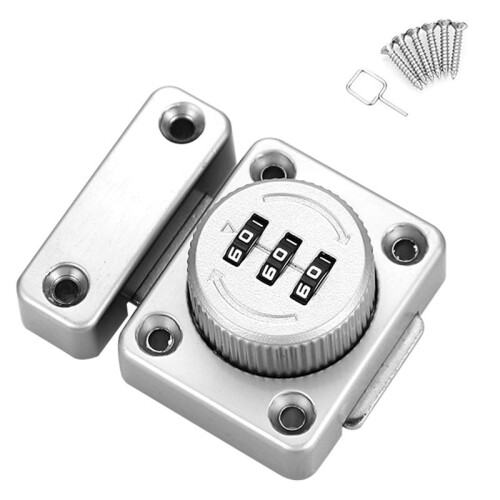 Cabinet Door  Keyless Combination Lock Cabinet Mechanical 3-Digit Passcode Cabinet Lock for Kitchen Cabinet Silver