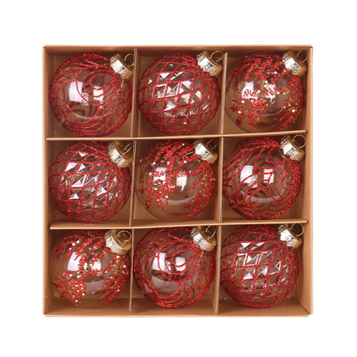 Christmas Ball Ornaments Shatterproof Red 9 Pcs 1