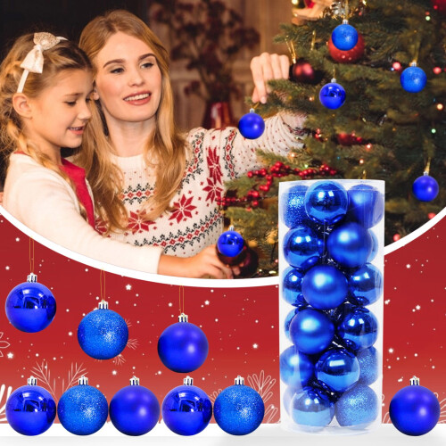 Christmas Ball Ornaments Blue 24PC 1