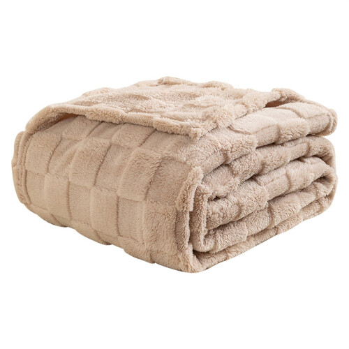 TAKTUK throw blanket textured checkerboard beige 1