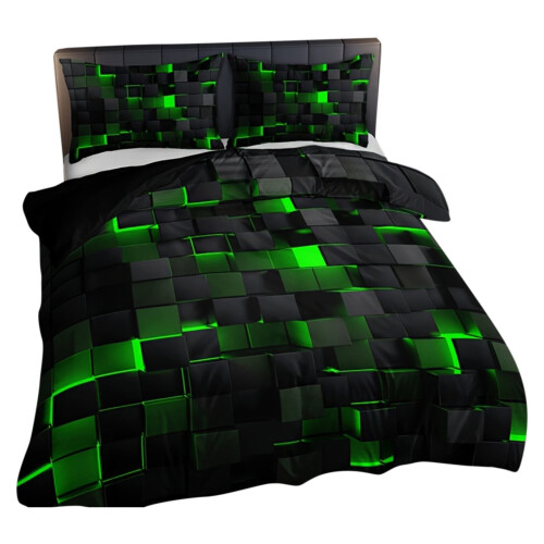 Set de pilotă geometric verde-negru, 3 piese, microfibră 1