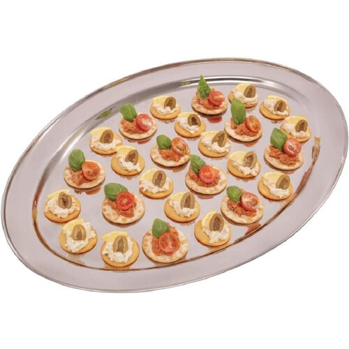 Soro Essentials ovalt serveringsfat i rustfritt stål, 18x12 2