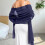 Dame chiffon aftensjal marineblå one size 2