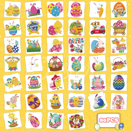Ostertattoos für Kinder, Eierfüller-Aufkleber, 80er-Pack 2