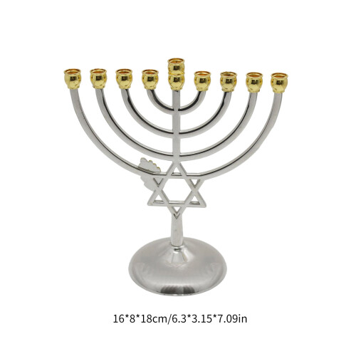 Hanukkah-lysestake med 9 grener i gull 2