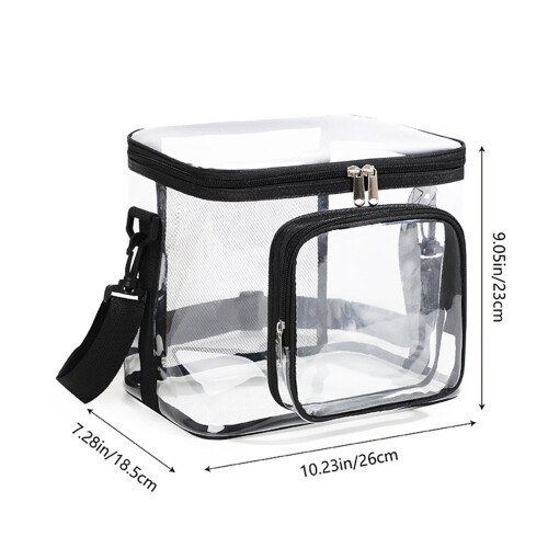 Lancheira térmica transparente para escola e trabalho.