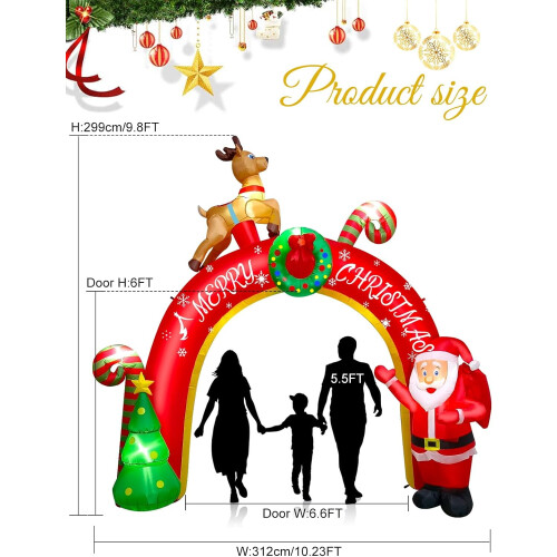 Opblaasbare kerstboog met LED-verlichting, 3 meter 1