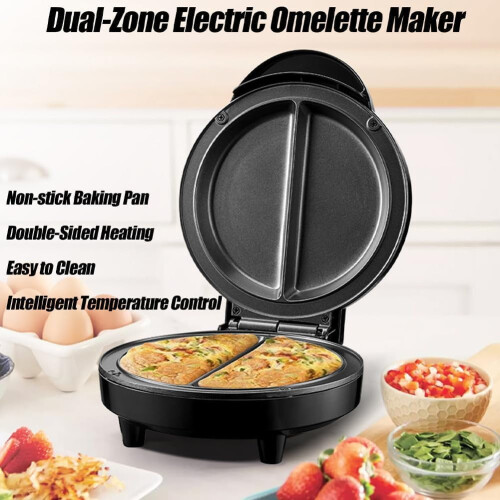 Electric Omelette Maker Dual-Zone Nonstick 1pc 2