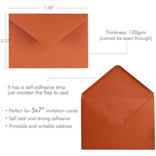 A7 envelopes burnt orange 5.35x7.5 inches 50 pcs 1