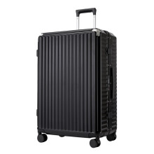 (Black, 28Inch) Aluminium Frame PC Hard Shell Suitcase With TSA Lock, Phone Holder And Cup Holder