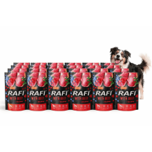 RAFI Nassfutter für Hunde mit Rind, Beutel 24x500 g, Set mit 24 Beuteln Rind 12 kg + GRATIS | Hunde-Nassfutter | Hundefutter