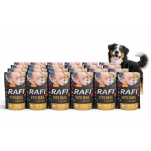 RAFI Nassfutter für Hunde mit Wachtel, Beutel 24x500 g, Set aus 24 Beuteln, Wachtel, | Hundefutter Hunde-Nassfutter