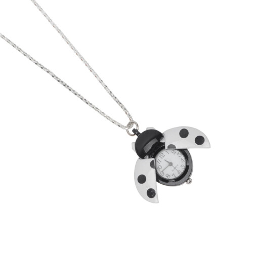 White Ladybug-Shaped Retro Pocket Watch Alloy 1 Piece 1