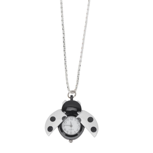 White Ladybug-Shaped Retro Pocket Watch Alloy 1 Piece 2