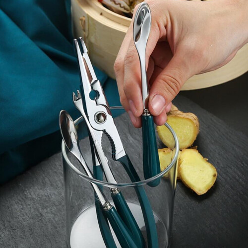 3-teiliges Edelstahl-Meeresfrüchtebesteck-Set mit Etui 2