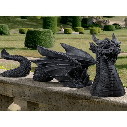 Statua da giardino di drago gotico, 1 pezzo 2