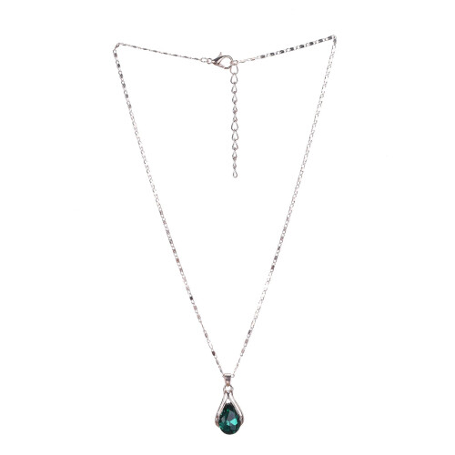 Women's green drop-shaped necklace and earrings set 2