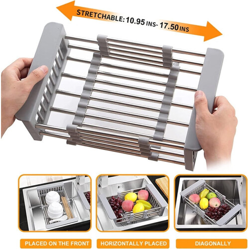 LINKPAL stainless steel dish rack grey detachable 1