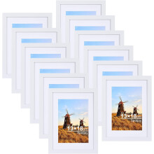 Marco de Fotos Set de Marcos 12 PIEZAS Marcos de Madera 13x18 cm Blancos — galería pared, marcos fotos