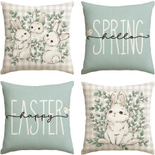 Set de Fundas de Cojín Decorativas 4 Piezas 45x45 cm Primavera Pascua Conejo — fundas de cojín, textiles para hogar
