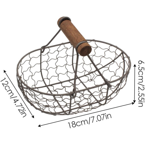 Chicken Egg Basket with Handle, Wire Collecting Basket Countertop Fruit Storage 1