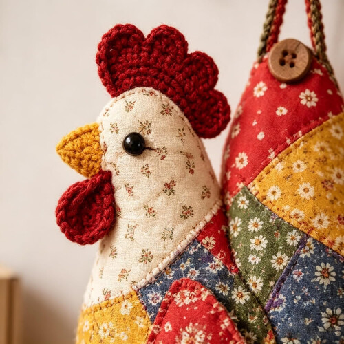 Kit patchwork poulet, tissu, déco 1
