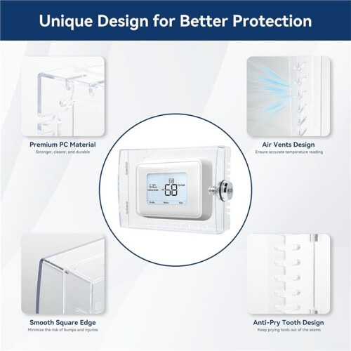 2 Set Thermostat Lock Box with Key and Screw, PVC Material, Lockable Temperature Controller Protective Cover 2
