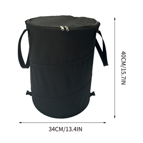Collapsible Trash Can with Cover Black Large Capacity 1