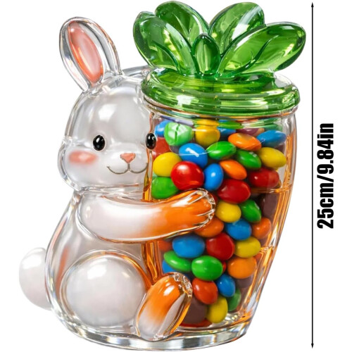 25cm Easter Bunny Candy Jar, Decorative Storage Jar for Chocolate Candy Table Decor 1