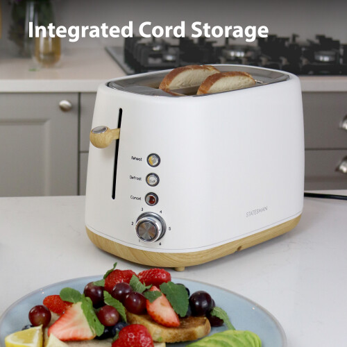 statesman Statesman 2 Slice Scandi Toaster, 900W Power, Cream 2