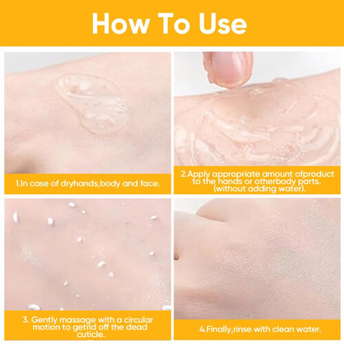 2 gels exfoliants orange, corps, visage 1