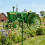Moară de vânt cu tractor, decor de grădină verde 3
