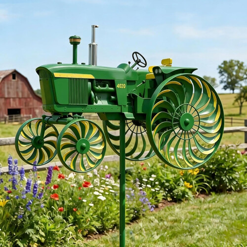 Moară de vânt cu tractor, decor de grădină verde 2
