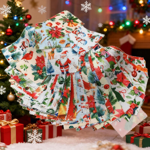 Tela de Navidad, set de 40 piezas de retales de algodón 1