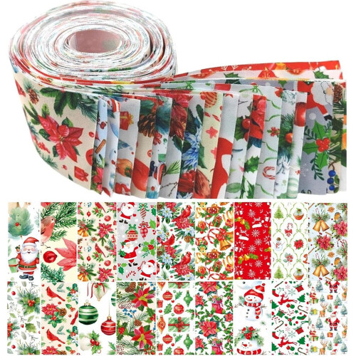 Tela de Navidad, set de 40 piezas de retales de algodón 2